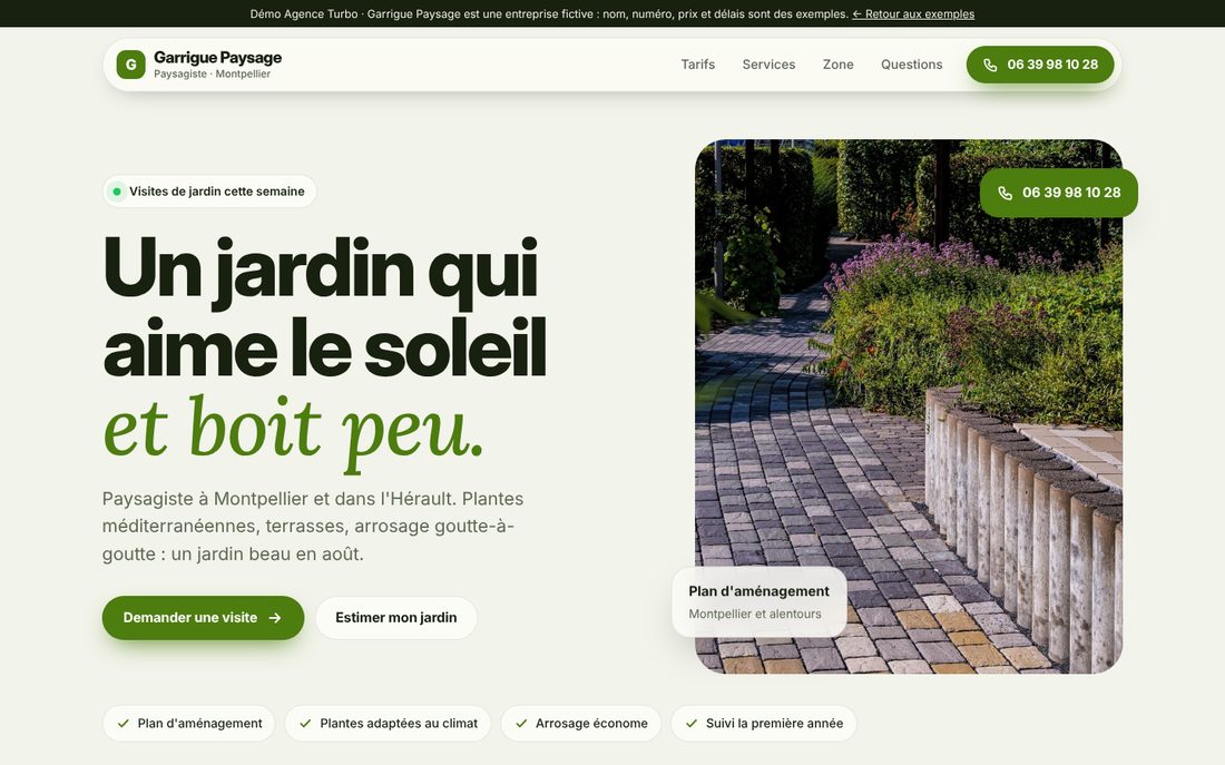 Page d'accueil du site Garrigue Paysage